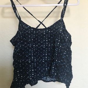 Blue strappy crop top